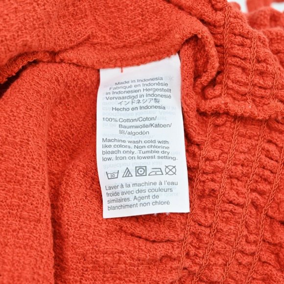 MADEWELL Texture & Thread Womens Sz S Orange Drawstring Top Textured Cropped Fit - Picture 9 of 9